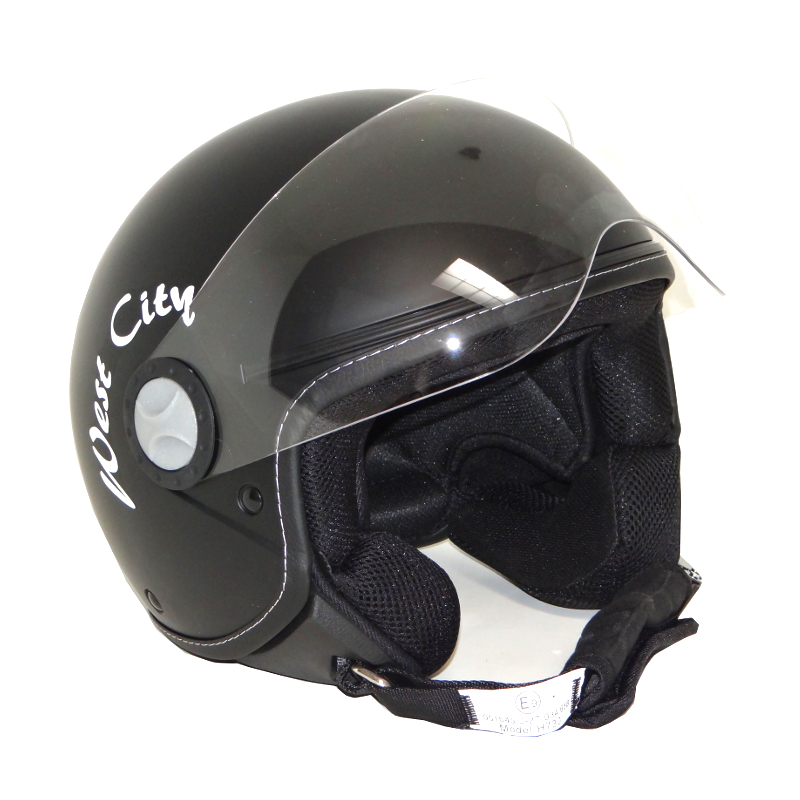 Retro Jet Helm West City Mat Zwart