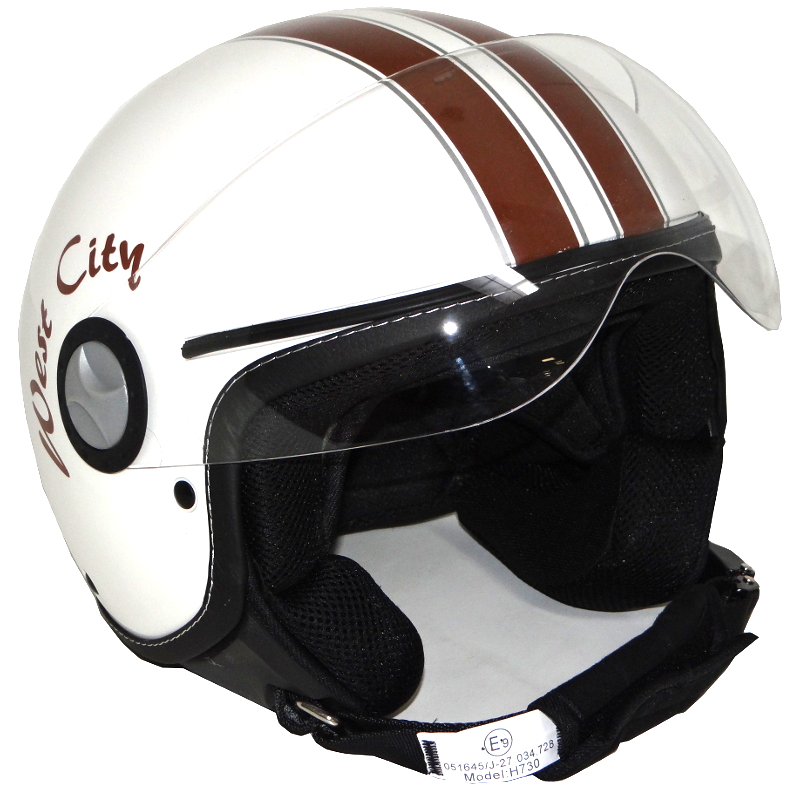 Retro Jet Helm Parel Wit/Bruin