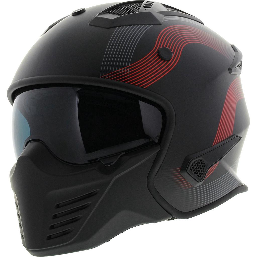 Vito Skull Helm Mat Zwart + Rood