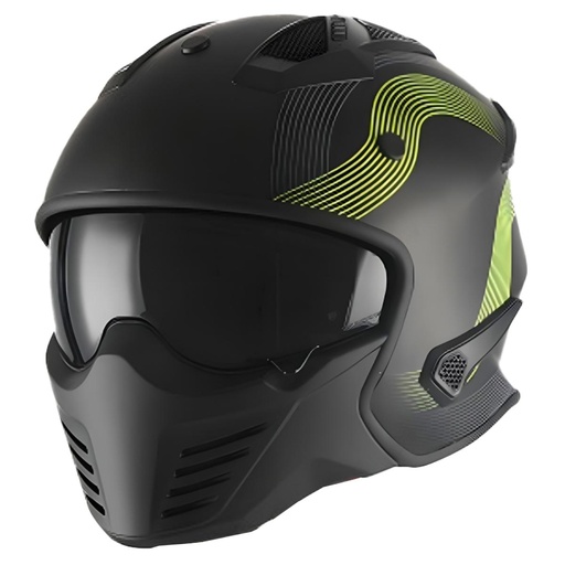 Vito Skull Helm Mat Zwart + Geel